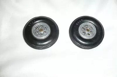 2 Vintage VECO Model Airplane Metal Wheels & Rubber Tires W/threads 2 3/8   NOS • $25