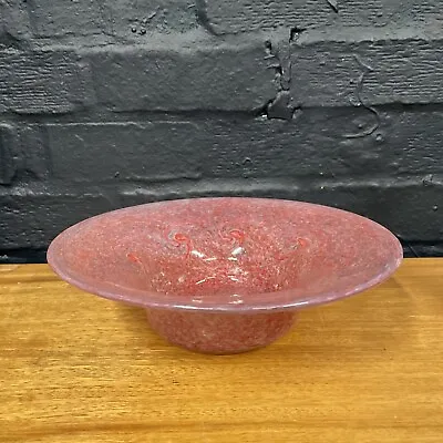 Vasart Glass Bowl Signed Pink Swirls ￼1960s Scotland B165 • £59.99