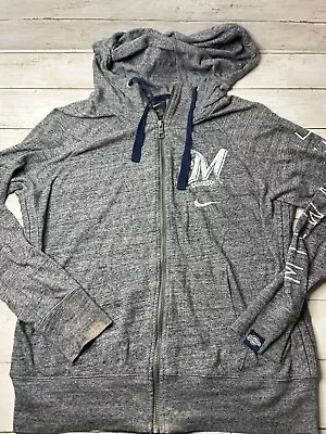 Nike MLB Milwaukee Brewers Womens Medium Full Zip Jacket Hoodie Gray FLAW • $15.99