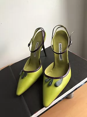 Rare! Manolo Blahnik 39.5 Calf Singa Green Pumps • $289