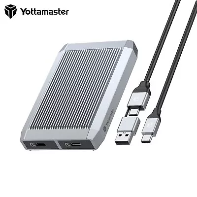 Yottamaster Dual Bay M.2 NVMe NGFF SATA SSD Enclosure Case Converter Adapter 8TB • £38.59