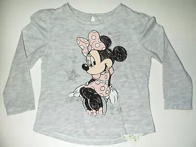 Baby / Girl Grey Long Sleeve T Shirt With 'Disney' Minnie Mouse Detail • £4.99