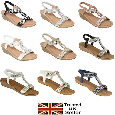 Ladies Womens Sandals Shoes For Office Summer Beach Shoes Size • £11.90