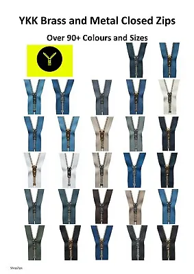 YKK Brass & Metal Trouser Skirt Closed Zips  90+ Colours And Sizes / GREAT VALUE • £3.55