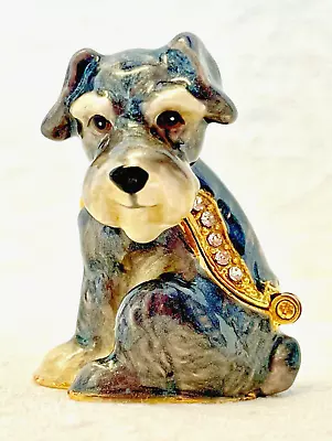Schnauzer Dog Trinket Box With Original Box- Enamel & Austrian Crystals • $25