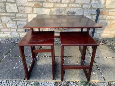 £149.99 • Buy Mid-century Tri Form Nest Of Coffee Tables Macintosh Flip Top Wheels