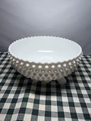 Fenton Hobnail Milk Glass Serving Fruit Bowl Footed 8.5”x3.6” Vintage • $30