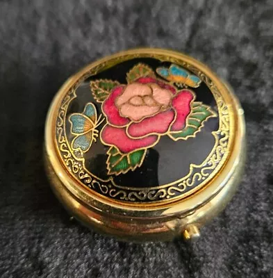 Vintage Enamelled Cloissonne Exquisite Pill Floral Trinket Box  • $59