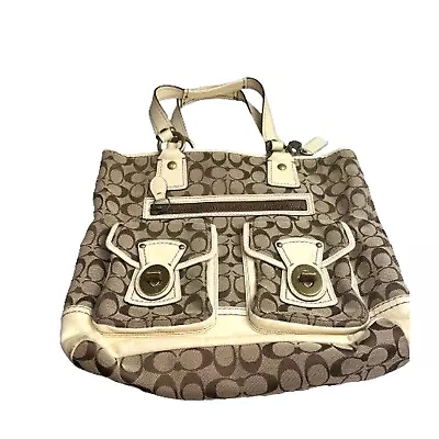 Coach Legacy GIGI Signature C Ltd Ed Cream Leather LG Tote Purse Handbag  • $99.97