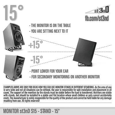 STUDIO MONITOR STAND 15° -  Usage Desktop/shelf For Musicians Producers DJs • $32.67