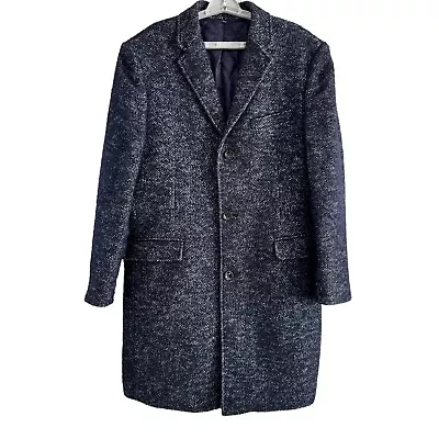 J.Crew Thompson Wool Blend Tweed Herringbone Topcoat Jacket Textured Navy Sz 44 • $55.96