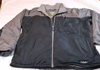 Cabelas Three Season Polartec Zip Up Jacket Black Gray Lined Coat Extra Large • $17.81