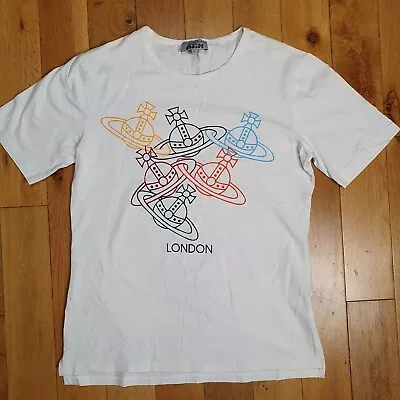 Mens Vivienne Westwood Top Large Multicoloured Chain Orb T Shirt White • $55.49