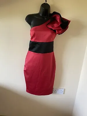 Pink/ Black Large Corsage Design Dress Size 8 By Kate Fearnley • £10