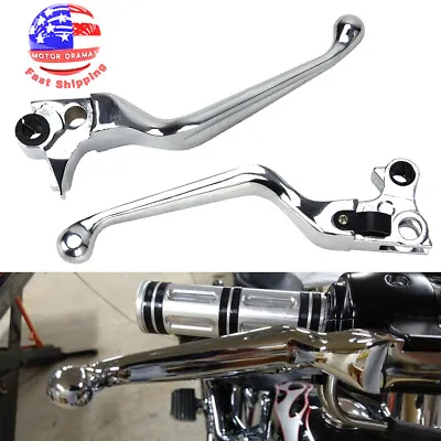Chrome Hand Levers Brake Clutch For Harley Glide Touring Motorcycle Control • $25.99