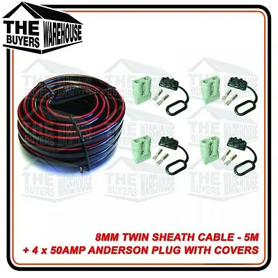 $60 • Buy HEAVY DUTY 50 AMP 8 B&S ANDERSON PLUG EXTENSION LEAD CABLE X 5M ANDERSON COVERS