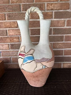 Vera Russells Southwestern Pottery Wedding Vase Sandcast 22KT 21” High • $69