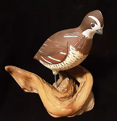 Vintage Hand Carved Partridge/Quail On Driftwood • $15