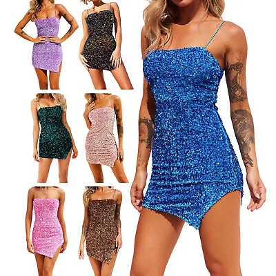 Womens Streetwear Mini Dress Clubwear Sequined Tube Nightclub Exotic Tight Sexy • $42.12