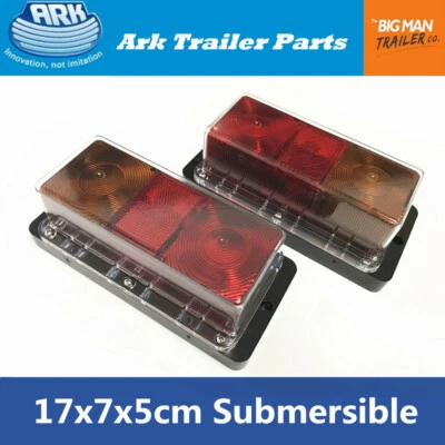 $85 • Buy 2x Ark Trailer Submersible Tail Rear Light Lamp Combo 170x70x50mm LB