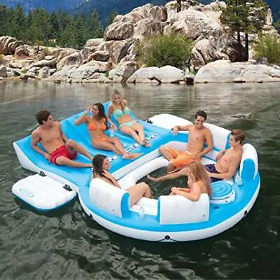 Huge Inflatable Floating Island 6 Person Oasis Lounge Pool Lake Party Water Raft • $141.38