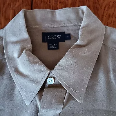 J Crew XL Mens 100% Linen Shirt Long Sleeve Sand/tan Button Front Pocket • $15