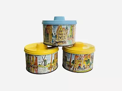 Mrs Leland’s Candies Candy Tin 1962 Scene Netherlands Holland Lid Lot Of 3 • $14.95