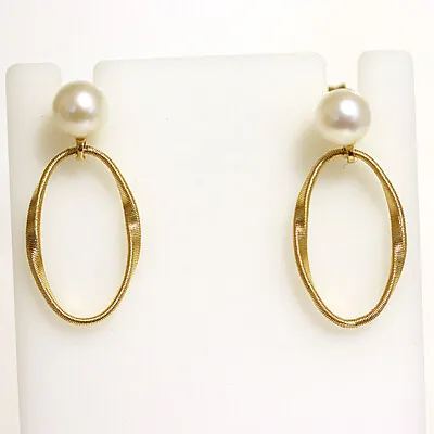 MARCO BICEGO NEW Marrakech Onde 18K Yellow Gold And 6mm Pearl Earrings   • $772