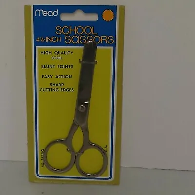 Vintage Mead Metal School Scissors.  4.5  Blunt Tips Points. Quality Steel. USA. • $4.99