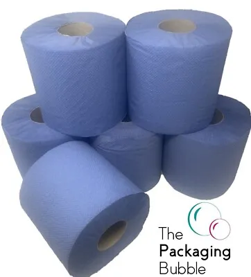 Blue Rolls CentreFeed 2Ply Embossed Hand Towels Wipe 60m 90m 120m 6 Pk Roll BULK • £6.99