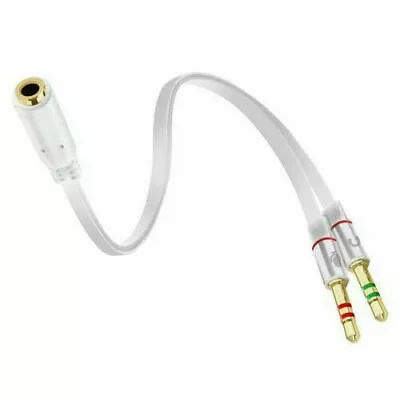 3.5mm Audio Mic Y Splitter Cable Cord Headphone Adapter Female To 2 Male Gold • $1.48