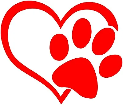 Dog Lover Decal Sticker Paw Print Heart Dog Vinyl Pet Puppy Car Windows • $1.75