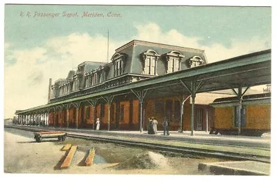 Railroad Postcard Depot Station Meriden Connecticut 1911 • $1.99