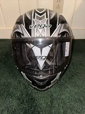 VEGA Unisex Adult Ultra Full Face Helmet Gloss Black & Gray L • $49