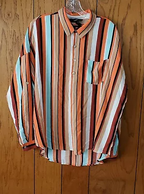 Forever 21 Women's Plus Size 1X Top Striped  Collar Zip Up Long Sleeve New • £16.40