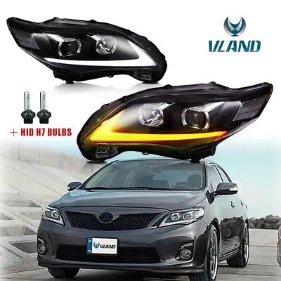 Vland Pair Front Projector Headlamp LED Headlights For 11-13 Toyota Corolla • $199.99