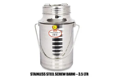 Stainless Steel Barni Milk Churn Can Container Ghee Pot  With Handle & Lid Sizes • £26.99