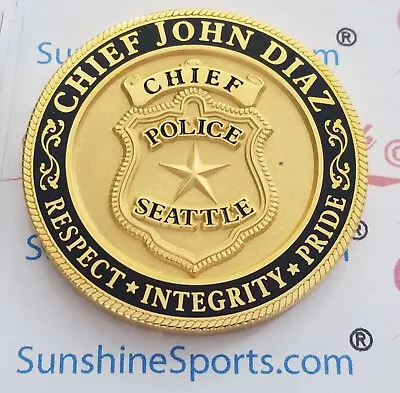 Seattle Police Chief Of Police Challenge Coin 1 3/4  New Package. LAPD CHP FBI • $14.25