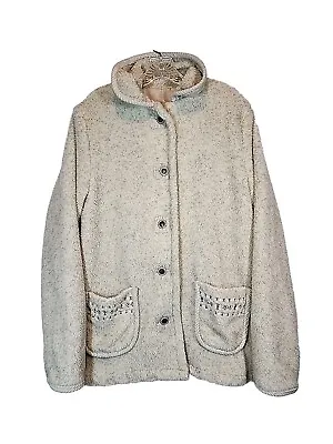 Womens Tudor Court Sherpa Cream Color Sz M Coat Embroidered Western Jacket Vtg • $19.49