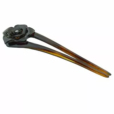 $16.95 • Buy Parcelona French Large 5  U-Shaped Crystal Brown Celluloid Twist Stick Pin