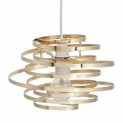 Gold Easy Fit Ceiling Light Shade Pendant Shade Modern Metal Swirl Design • £15.99