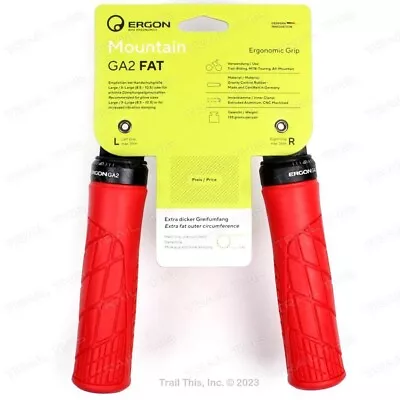Ergon GA2 FAT Large - Risky Red - Ergo Lock-On Handlebar MTB / Hybrid Bike Grip • $21.95