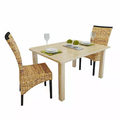 Gecheer Dining Chairs 2 Pcs Abaca And Solid  Wood P3G9 • $254.27