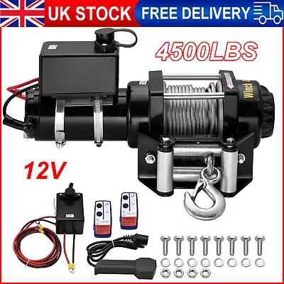 Stealth Electric Winch 4500LB / 2041kg 12v W/Synthetic Rope & Wireless Remote UK • £122.53