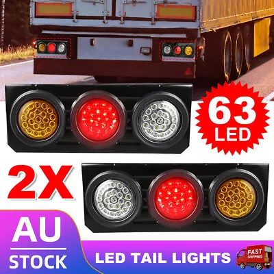 2X 12V 63 LED Tail Lights Truck UTE Caravan Trailer Stop Indicator Reverse Lamp • $39.85