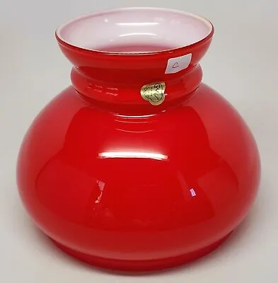 CVV Vianne Cased Red Over White Glass Lamp Student Shade 7  Rim France - C • $52.49