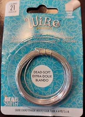 Bead Smith 21 Gauge Dead Soft Square Silver Colour 4 Yards Craft Jewellery Wire • £10.50