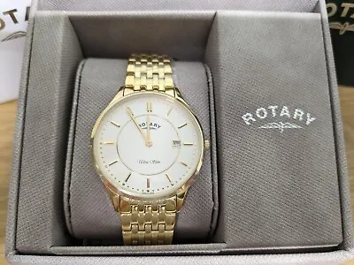 Men's ROTARY Ultra Slim Yellow Gold Plated Bracelet Watch • £99