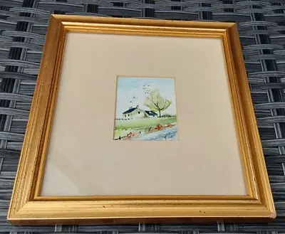 SUMMER By Joanne POWELL Signed Miniature Original Watercolour 1991 Vintage • £20