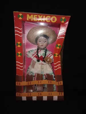 Vintage Mexican Tipical Girl Doll New In Original Box Travel Souvenir  • $9